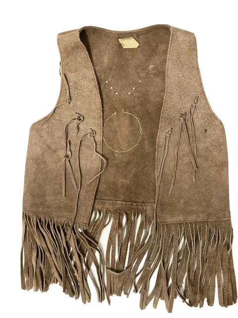 Vintage Child’s Size Vest Fringe and Beaver Patch 1970’s Era Original Owner