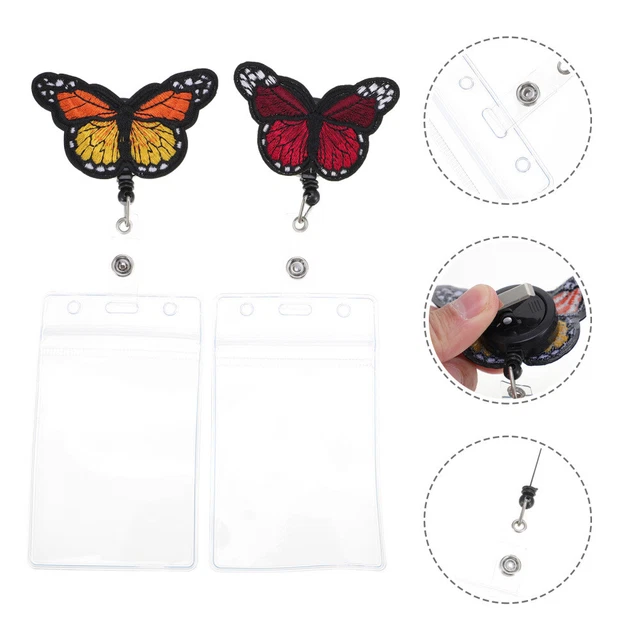 2 Sets Ausweishalter Teleskopischer Einfacher Zugknopf Lanyard