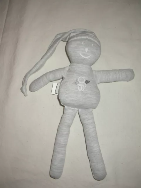 Doudou Peluche Obaibi Okaidi Lutin Poupée Doll Bonhomme Fille Graçon Gris Clair