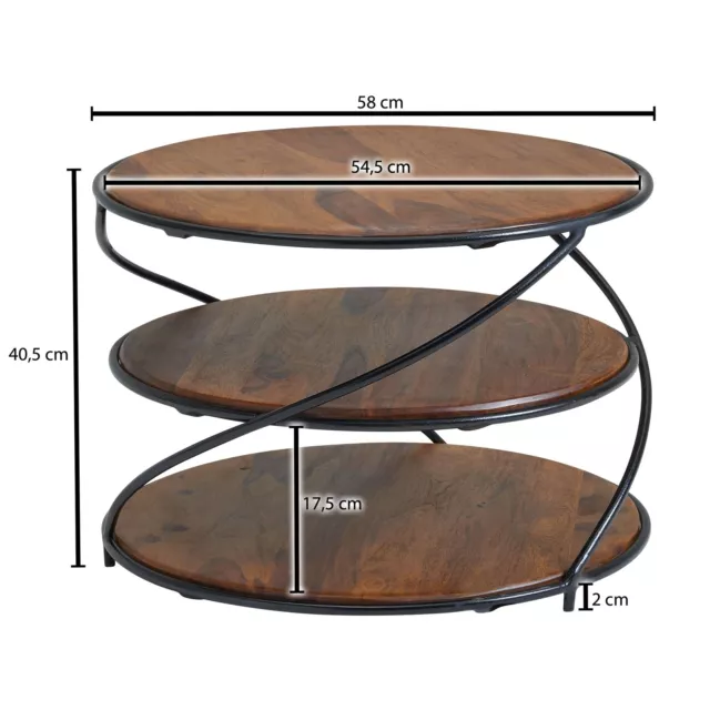 FineBuy Table Basse de Salon Ronde Bois Massif 58x58x40,5cm Petite Table Moderne 3