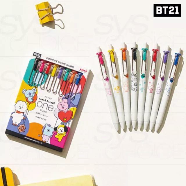 BTS BT21 Official Authentic Goods UNI-BALL ONE 0.38mm 8Color SET + Tracking Num