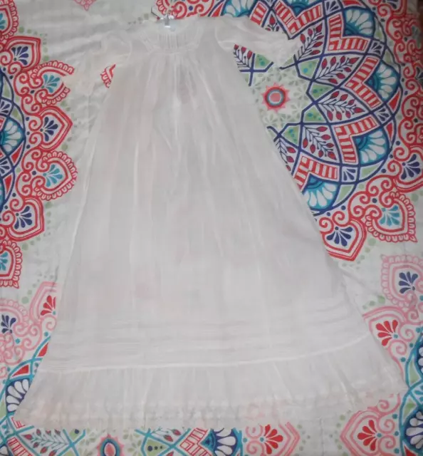 Antique Baby Toddler Christening Gown or Fancy Nightgown Embroidery Pintucks