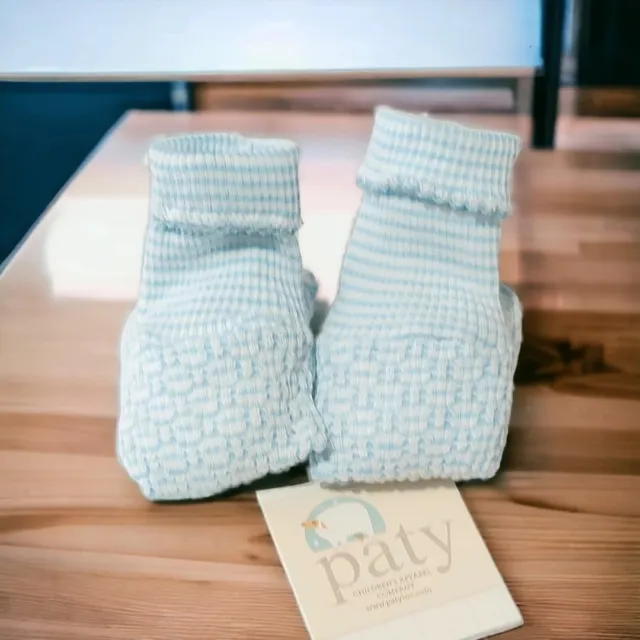 Solid Color Paty Knit Baby Booties Blue
