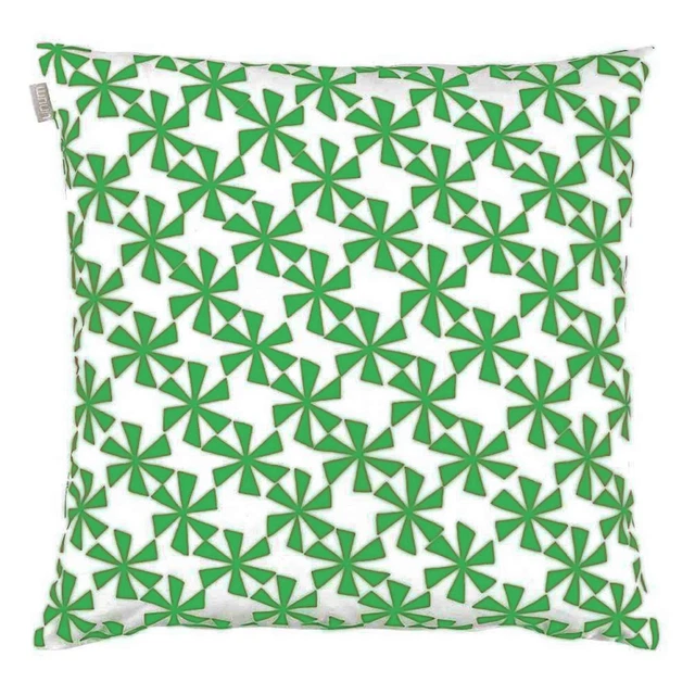 Funda de cojín de lino giratoria - 100% algodón flores verde gris marrón 50x50 cm