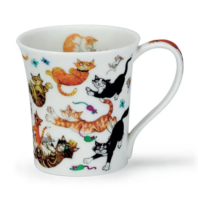 Lovely Dunoon 'Cats Galore' Fine Bone China Mug Jura Shape