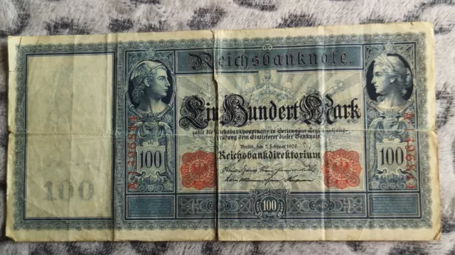 100 Mark ( Reichsbanknote ) 1908 Serie A sowie von 1910 A Serie