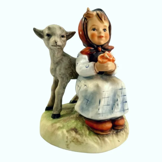 Hummel Good Friends Goebel Figurine 4" Girl 182 Vintage W Germany Goat Sheep