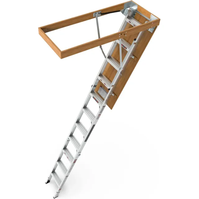 7'8"-10'3" Ceiling Height Aluminum Attic Ladder Folding Retractable Loft Stairs