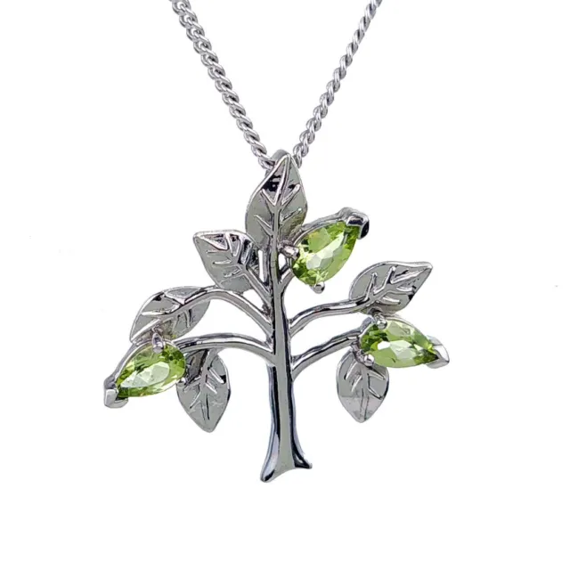 Peridot Halskette Sterlingsilber natürliche grüne Edelsteine Baum des Lebens handgefertigt