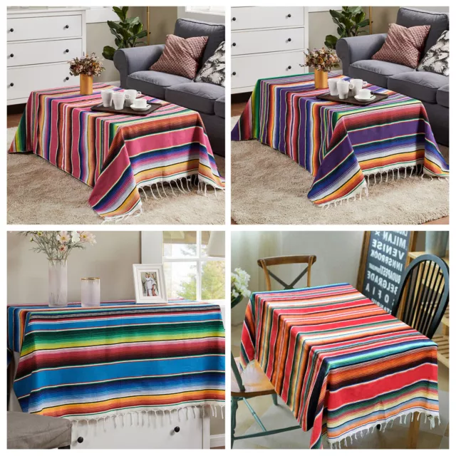 Mexican Tablecloth Table Runner Blanket Sarape Picnic Rug Fiesta Birthday Party