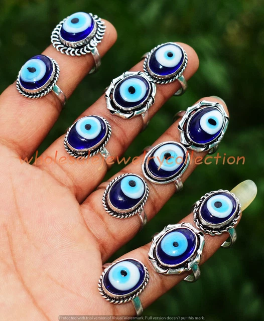 Evil Eye Gemstone Ring Wholesale 1pcs Lots Handmade Ethnic Jewelry RWJC-3793