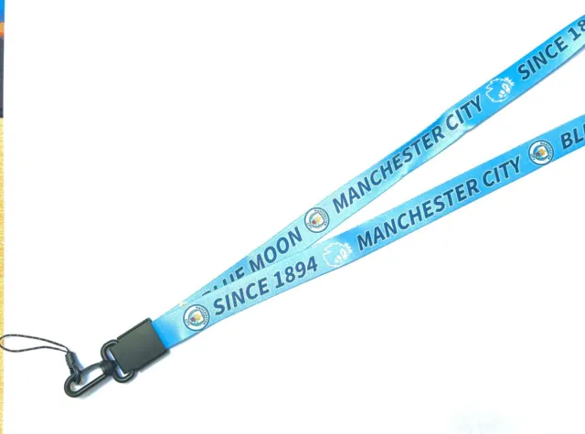 MANCHESTER CITY FC Schlüsselband Schlüsselring Personalausweis Halter Telefonband Geschenk UK Verkäufer