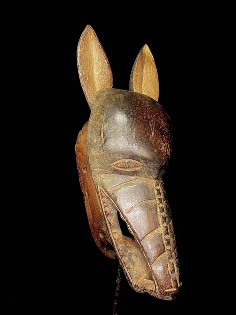 African mask antiques tribal Face vintage Wood Hyena Mask Of The Gelede -6412