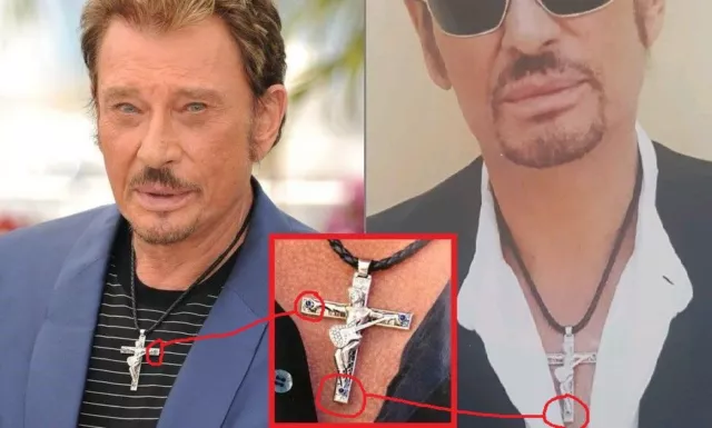 Exclusivité!! La Croix de Johnny Hallyday 8 x 6 Cm!! + 2 Cordons 5 et 3 mm!! 3