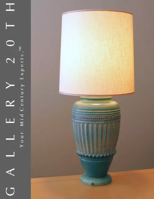 Greek Hollywood Regency Mid Century Modern Table Lamp! Vtg Blue 60'S Atomic