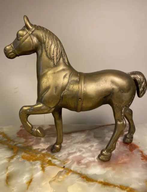 Pretty Vintage Brass Pony Heavy cast metal figure Welsh Cob Horse Figure Statue