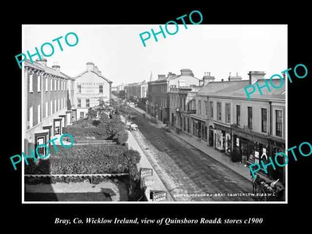 OLD LARGE HISTORIC PHOTO BRAY Co WICKLOW IRELAND, QUINSBORO ROAD & SHOPS 1900 3