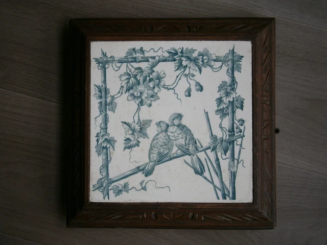 Dessous de plat carreau faience ancienne longwy modele ruban