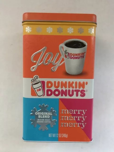 Dunkin Donuts 12 Oz Metal Holiday Collector's Tin - Limited Edition (EMPTY)