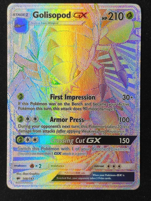 Pokemon Brennende Schatten Golisopod Gx Regenbogen Volle Kunst Gut 148/142
