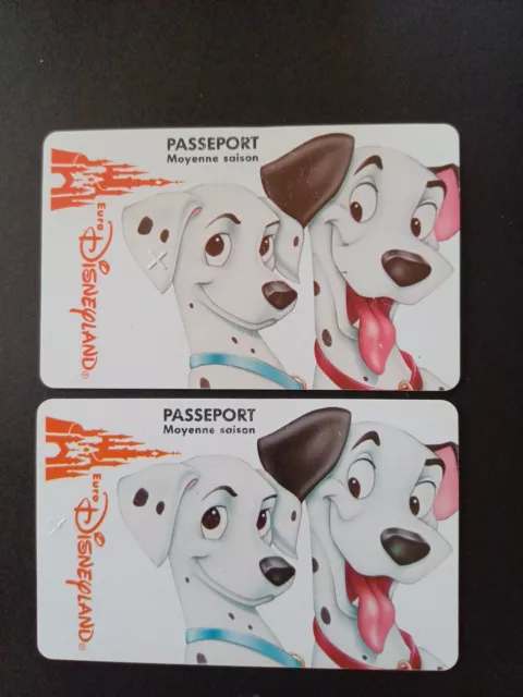 2 pass Euro Disney Disneyland 101 Dalmatiens 2 teintes  verso VGS 00074 + 94 TTB