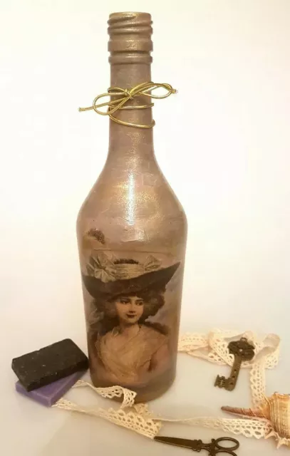 Shabby chic vintage style decorative bottle.