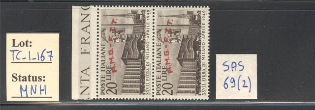 TC_1_167. TRIESTE (AMG FTT). Pair of 1949 "FIERA DI MILANO" stamp. MNH. High CV!