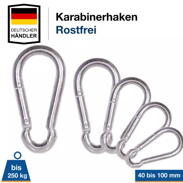 Karabinerhaken Rostfrei verzinkte Karabiner Groß / Klein für Schaukel klettern