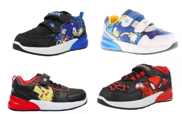 Boys Girls Marvel Sonic Light Up Trainers Official Gamer Shoes Kids Uk Size 6-2