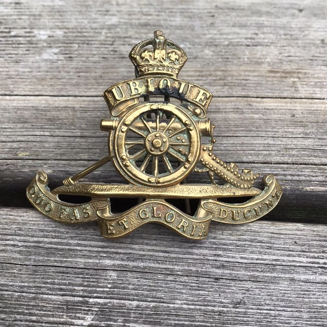 ORIGINAL WW1 / WW2 British Army Royal Artillery Cap Badge Kings Crown £ ...