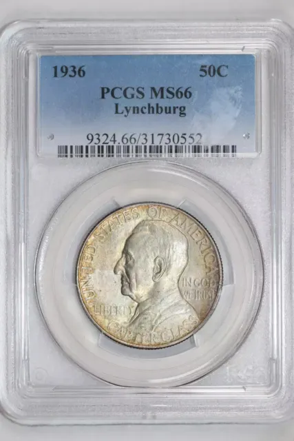 1936 Lynchburg Silver Commemorative Half Dollar Pcgs Ms66