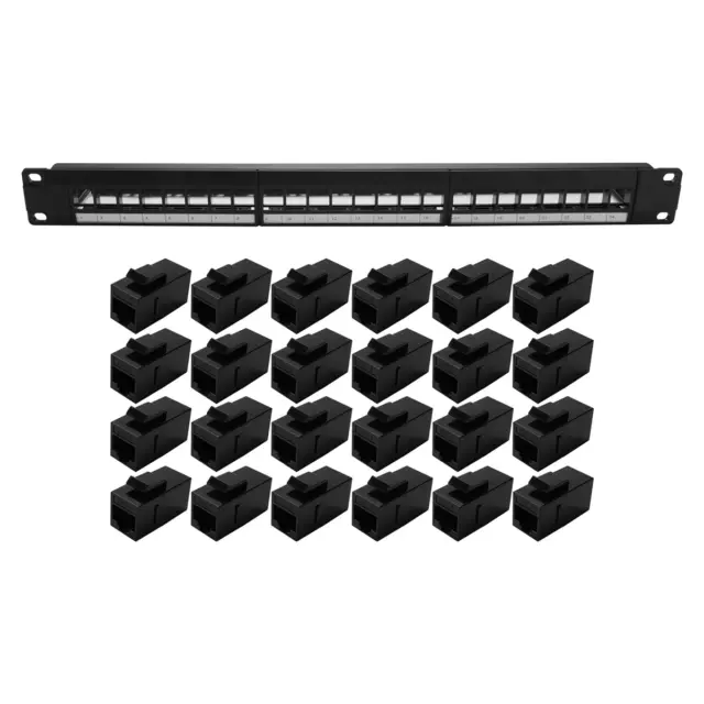 19Inch 1U Cabinet Rack Pass-Through 24 Port CAT6 Patch Panel RJ45 contact6792