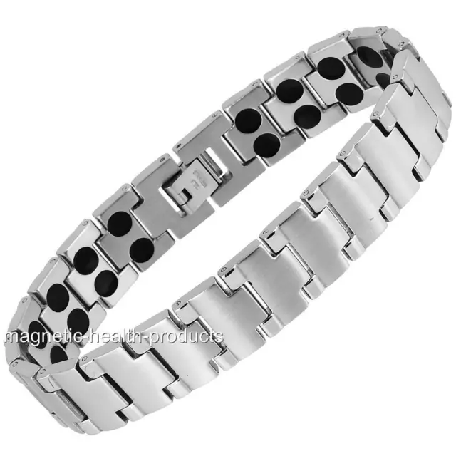 Bracciale Magnetico Da Uomo Acciaio Inox Doppi Magneti - Artrite Sollievo Dal Dolore 56