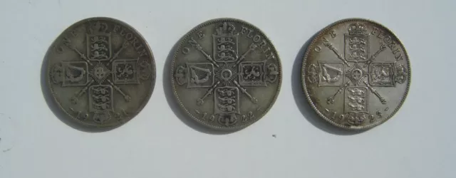 1 Oz (33 grams) Pre 1947 Silver Coins Consecutive Two Shillings Florins as shown
