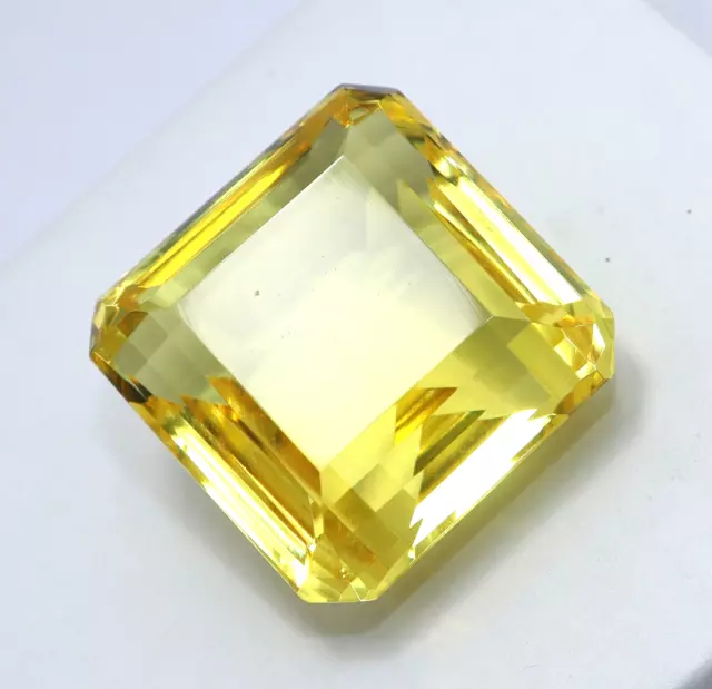 Naturel Jaune Topaze 146 CT Certifié Asscher Coupe non Chauffé Desseré Gemme 3