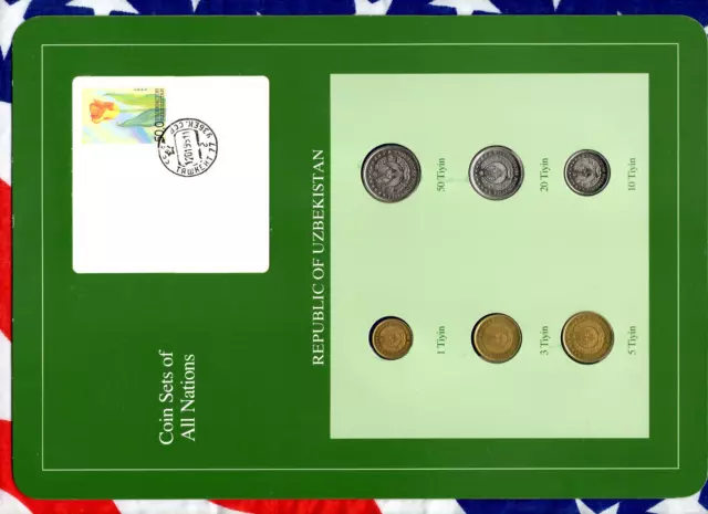 Coin Sets of All Nations Uzbekistan UNC 1,3,5,10,20,50 Tiyin 1994