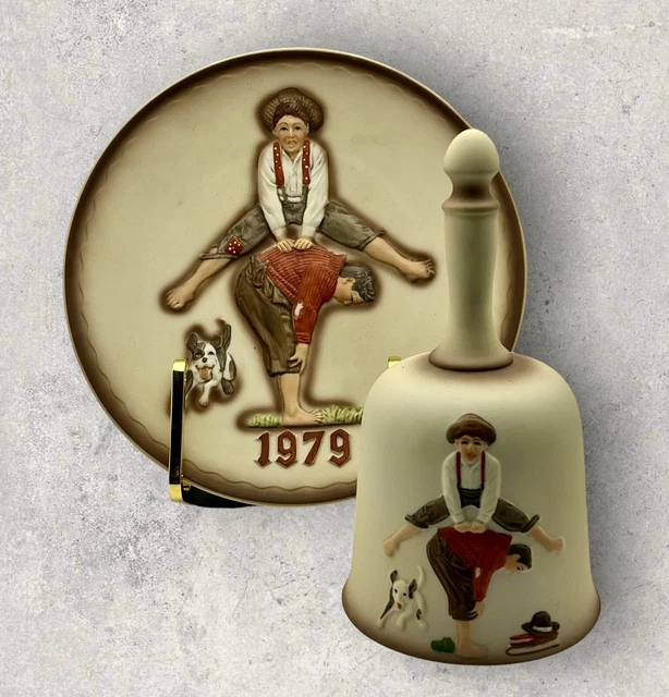 NORMAN ROCKWELL LEAP Frog Limited Edition Annual 1979 Plate & 1980