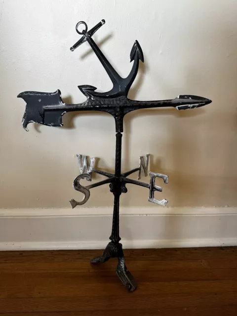 Charming Vintage 1950’s Painted Hammered Aluminum Nautical WEATHERVANE ANCHOR