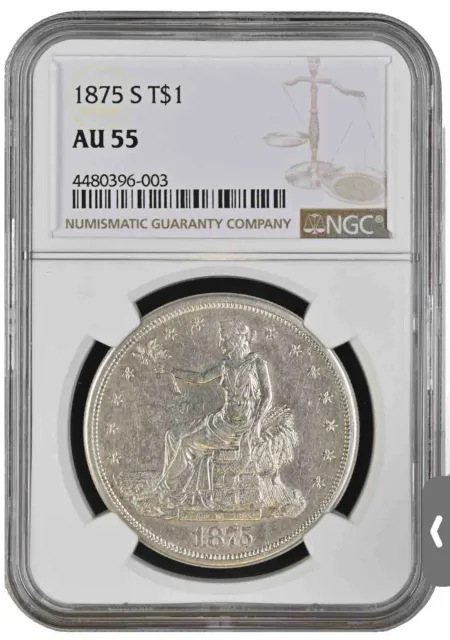 1875 S Trade Silver Dollar Ngc Au 55 Nice Looking Coin