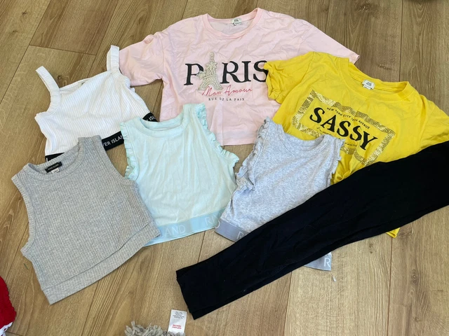 Girls River Island Summer Vest Tops T-Shirt Leggings Bundle Age 7-8 Years