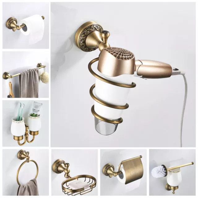 Bathroom Accessories Antique Brass Towel Shelf Toilet Paper Holder Basin Faucet