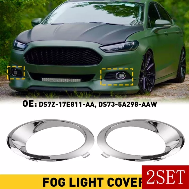 LH+RH Side Fog Lamp Light Cover Bezel For 2013-2016 Ford Fusion FO1038136 2SET