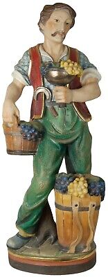 Enologo Statua Figura, Vino Traubenernte, Gastronomia Scultura IN Legno