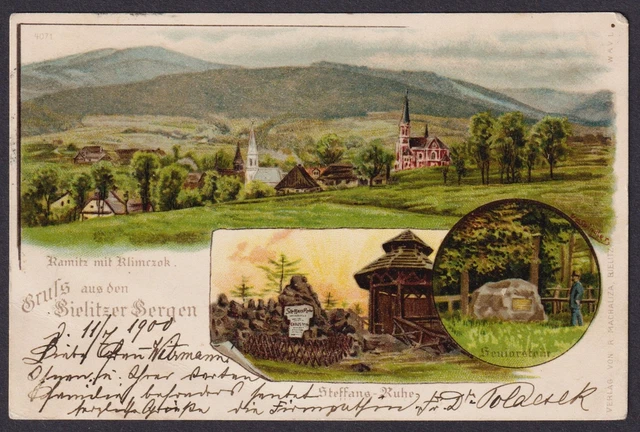 Gruss Aus Den Bielitzer Bergen Steffans-Ruhe Ak Litho Polska Polonia Slesia