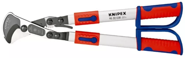 KNIPEX 95 32 038 Kabelschere (Ratschenprinzip) mit Teleskopschenkeln mit Mehrkom