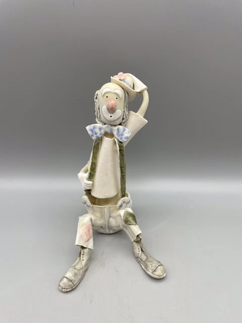 Zarte Handarbeit Keramik Clown Figur Ornament Spaghetti Haar