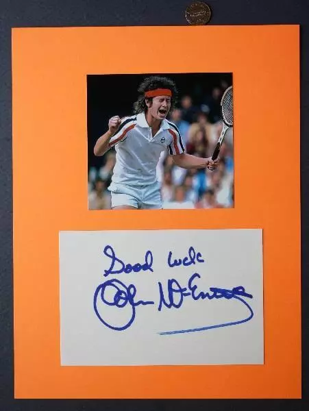 Tennis Great John McEnroe signed autograph card with quote & photo set The Brat!
