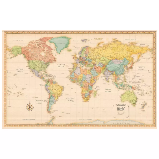 MAP OF THE WORLD VINTAGE POSTER PRINT 36"x24"