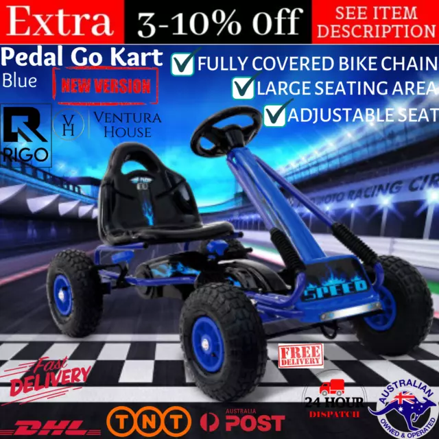 Kids Pedal Powered GO KART Racing Cart Ride On Toys Racing Children Buggy Blue