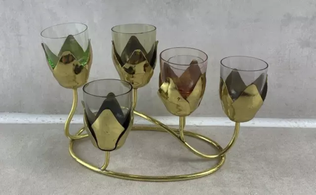 Jolie lot de 6 verres avec support pour l'alcool ? Shooter ? Bougie ?